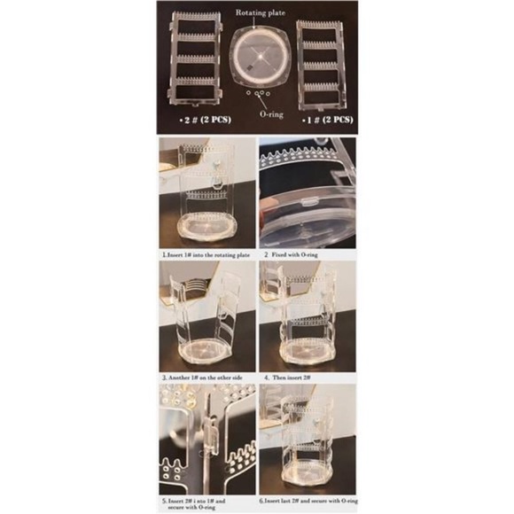 360 Rotating Earring Holder and Jewelry Organizer, 4 Tiers Jewelry Rack Display - Picture 3 of 7